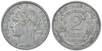 Франция 2 франка 1949 KM 886а.1, Le Franc 269.14 алюминий 4123-346