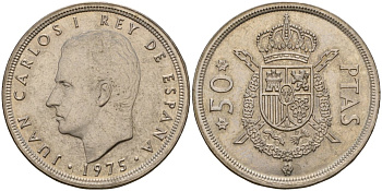Испания 50 песет 1975 (78) Хуан Карлос I (1975-2014) KM 809 медно-никель 4599-122