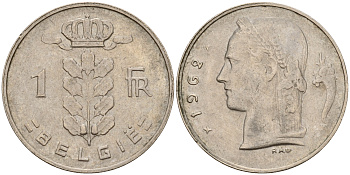 Бельгия 1 франк 1962 Belgie KM 143.1 медно-никель    4187-136