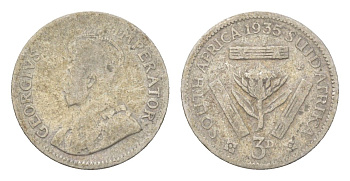 ЮАР 3 пенса 1935 Георг V (1910-1936) KM 15.2 серебро 4623-457