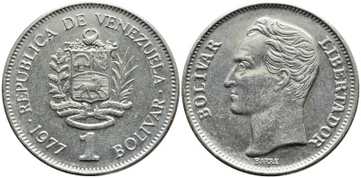Венесуэла 1 боливар 1977 Симон Боливар KM 52 никель 51-1221