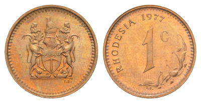 Родезия 1 цент 1977  KM 10 бронза  UNC  M67-06