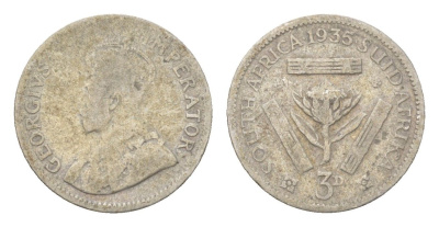 ЮАР 3 пенса 1935 Георг V (1910-1936) KM 15.2 серебро 4623-457