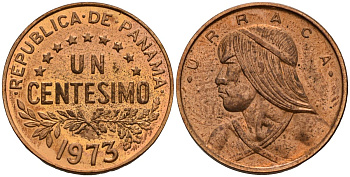 Панама 1 сентесимо 1973 Уррака KM 22 бронза PROOF 3711-2132