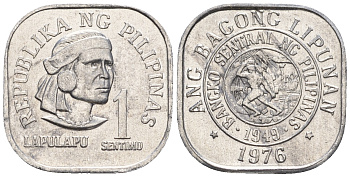 Филиппины 1 сентимо 1976 вождь острова Мактан Лапу-Лапу KM 205 алюминий  UNC  220-1144