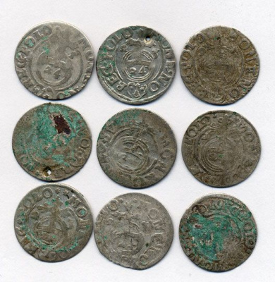 ПОЛЬША ЛОТ ИЗ 9 МОНЕТ В ПОЛТАРАК XVII век M12-13-9