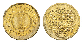 Гайана 1 цент 1967 Республика KM 31 никель латунь UNC 4659-469