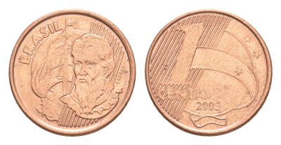 Бразилия 1 сентаво 2003 KM 647.1 сталь плакированная медью 4644-413
