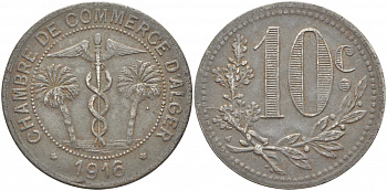 Алжир, Французская оккупация 10 сантимов 1916 Alger Chamber of Commerce KM TnA6 железо 114-922