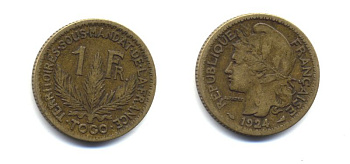 ФРАНЦУЗСКОЕ ТОГО 1 ФРАНК 1924 57-452