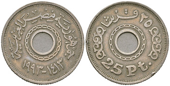 Египет 25 пиастров 1993 KM 734 медно-никель 4579-335