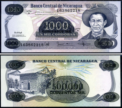 Никарагуа 500000 кордоба 1987 Pick 150 бумага UNC (пресс) 6283-49-3-2