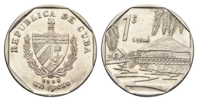 Куба 1 песо 1998 хижины Гуама KM 579 сталь плакированная никелем aUNC 4663-854