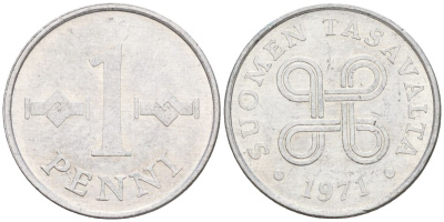 Финляндия 1 пенни 1971 KM 44a алюминий 4152-545