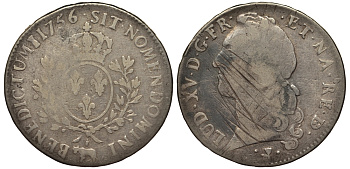 Франция 1 экю 1756 COW, Людовик XV KM 518, Dav. A 1331 серебро 413-3225