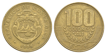 Коста-Рика 100 колонов 1999 KM 230a.1 алюминиевая бронза 4631-431