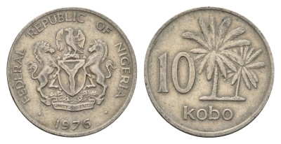 Нигерия 10 кобо 1976 пальмы KM 10.1 медно-никель 4703-453