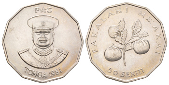 Тонга 50 сенити 1981 KM 71 медно-никель UNC 4583-612