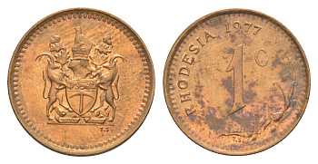 Родезия 1 цент 1977  KM 10 бронза  aUNC  4641-217
