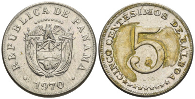 Панама 5 сентесимо 1970  KM 23.2 медно-никель    85-434