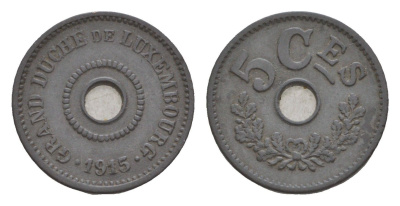 Люксембург 5 сантимов 1915 год-тип, Мария Аделаида (1912-1919), Германская оккупация KM 27 цинк 4655-242