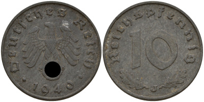 Германия 10 рейхспфеннигов 1940 J J. 371, KM 101 цинк    4603-823