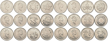 Канада полный набор из 12 монет 25 центов (Миллениум) 2000 Вступление в третье тысячелетие KM 373, 374, 375, 376, 377, 378, 379, 380, 381, 382, 383 и 384.2 M79-03