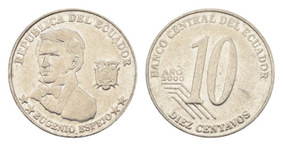 Эквадор 10 сентаво 2000 KM 106 нержавеющая сталь 4664-651
