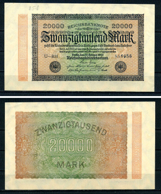 Германия 20000 марок 1923 водяной знак G&D в звездах Pick 85 b бумага aUNC 7547-53-2-2