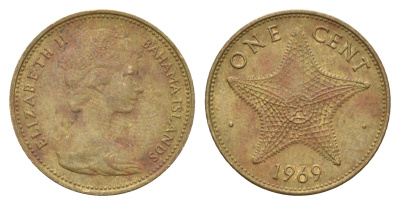 Багамские острова (Багамы) 1 цент 1969 KM 2 никель латунь 4671-946