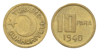 Турция 10 пара 1940 KM 868 алюминиевая бронза 45-412