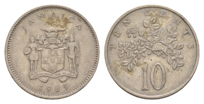Ямайка 10 центов 1969 бабочка KM 47 медно-никель 4624-822