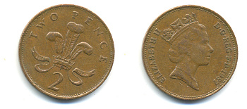 Великобритания 2 пенса 1987 Елизавета II (1952-2022) KM 936, Spink 4376 (C3) бронза 177-831