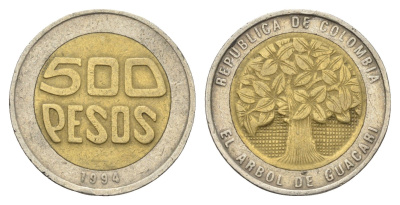 Колумбия 500 песо 1994 KM 286 биметалл 4663-812