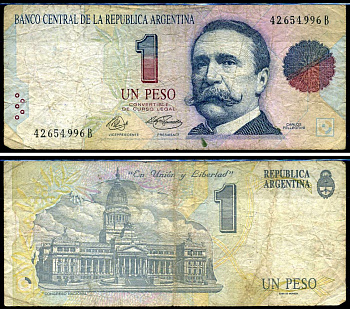 Аргентина 1 песо ND (1992-1994) Карлос Пеллегрини, Дворец Национального конгресса Аргентины Pick 339 a бумага 7457-38-1-1