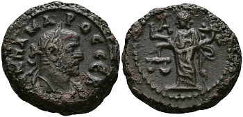 Римская Империя, Провинция Египет тетрадрахма 282 - 283 Кар / Дикайосина, божество Справедливости, Александрия Good Very fine Dattari 5565 биллон 1073-9-84