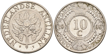 Нидерландские Антилы 10 центов 1999 Беатрикс (1980-2013) KM 34 никелированная сталь 4387-167