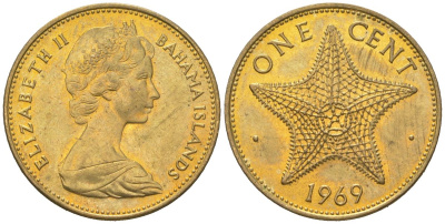 Багамские острова (Багамы) 1 цент 1969 KM 2 никель латунь UNC 4580-1022