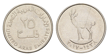 ОАЭ 25 филсов 2017 KM 4a сталь плакированная никелем 4381-619