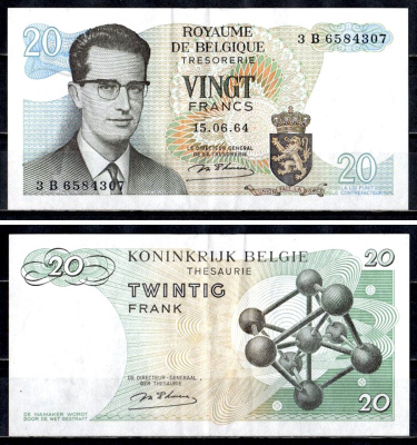 Бельгия 20 франков 1964 Pick 138 (1) бумага 6312-32-2-2