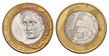 Бразилия 1 реал 2010 KM 652a биметалл UNC 4646-132