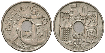 Испания 50 сентимо 1949 (52) KM 777 медно-никель 99-563