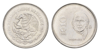 Мексика 10 песо 1986 KM 512 нержавеющая сталь UNC 4664-767