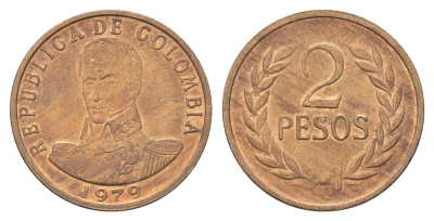 Колумбия 2 песо 1979 KM 263 бронза UNC 4662-623