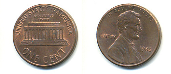 США 1 ЦЕНТ 1986 ЛИНКОЛЬН KM 201b цинк плакированный медью 86-232