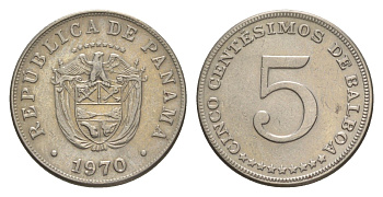 Панама 5 сентесимо 1970 KM 23.2 медно-никель aUNC 4643-1246
