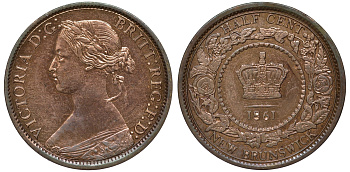 Канада, Нью-Брансуик 1/2 цента 1861 Виктория (1837-1901) KM 5 медь    00-808-25