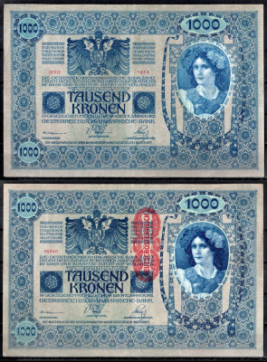 Австрия 1000 крон 1902 (1919) Pick 59 бумага 7183-24-1-2