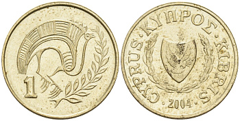 Кипр 1 цент 2004 KM 53.3 никель латунь 4174-1216