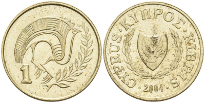 Кипр 1 цент 2004 KM 53.3 никель латунь 4174-1216